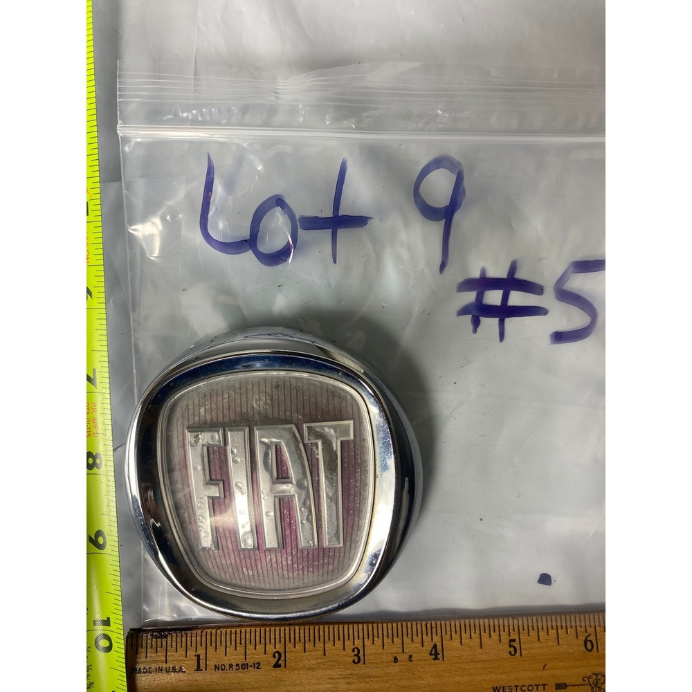 Fiat Emblem Badge Logo Chrome Burgundy Silver 3.75 Inch Front Rear Trim Ornament
